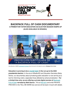 Thumbnail for BACKPACK Documentary — A Primer for Voters Newsletter